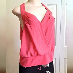 New York & Company 7th Avenue Pink Wrap Halter Blouse - Size M